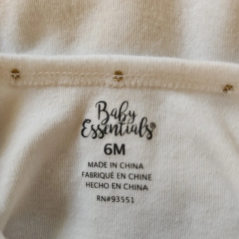 Baby Essentials White Long Sleeve Bodysuit Reindeer Sparkle Holiday‎ Sz 6 Months